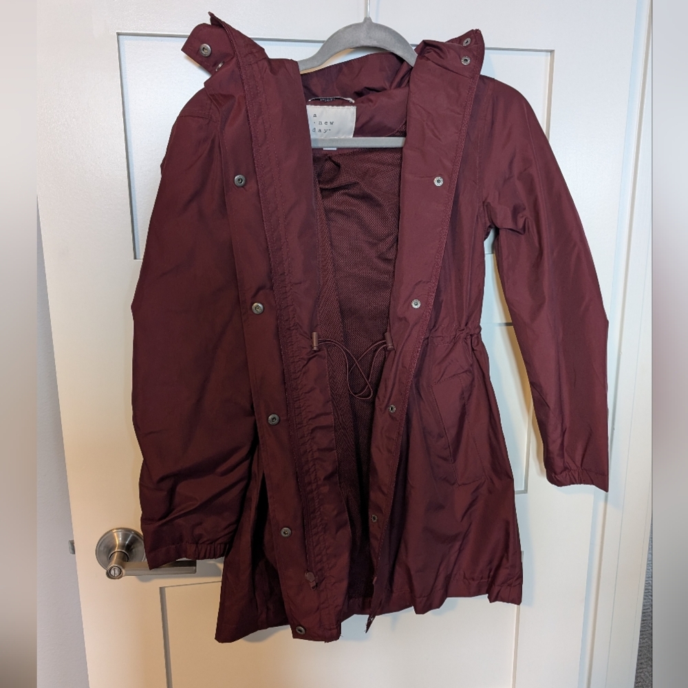 A New Day XS Women's Maroon Rain Jacket with Hood